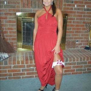 BCBG red halter prom dress